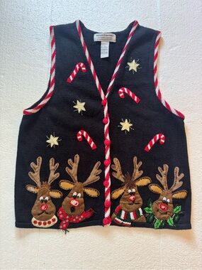 Vintage Heirloom Collectibles Knit Christmas Sweater Vest Women's Large